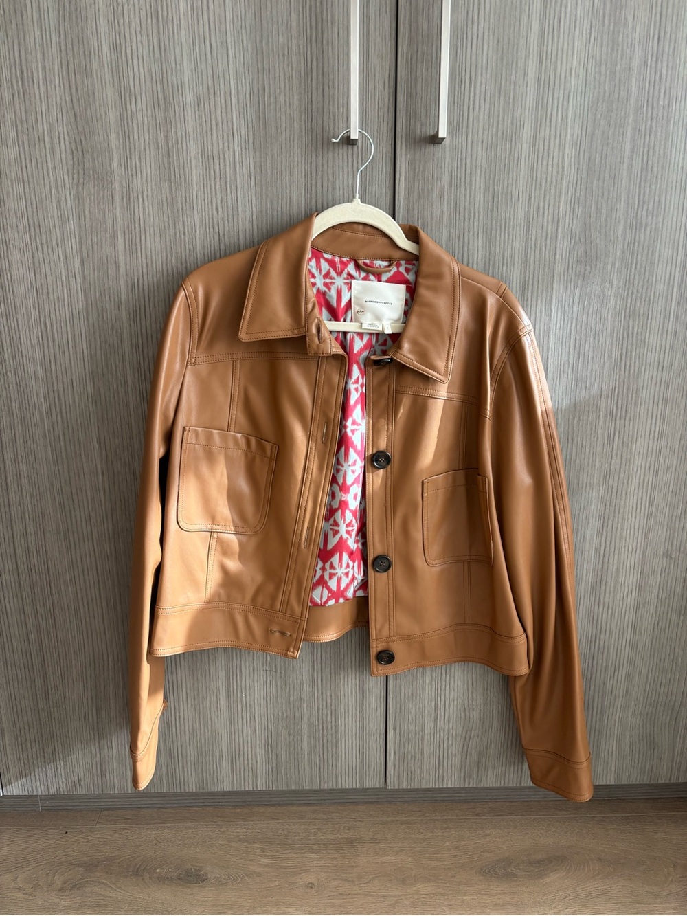 Anthropologie Cognac Faux Leather Jacket